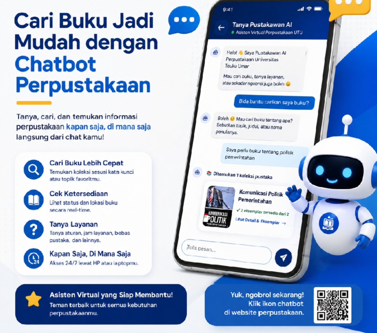 Perpustakaan UTU Hadirkan Chatbot AI untuk Mendukung Pelayanan dan Kebutuhan Informasi Mahasiswa